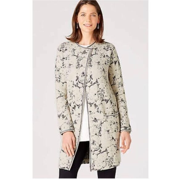 J.Jill Floral Jacquard oatmeal Topper - Picture 2 of 8